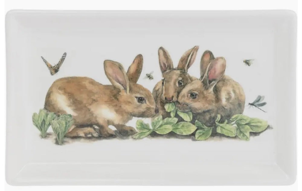 182 Garden Bunny Rectangle Plate