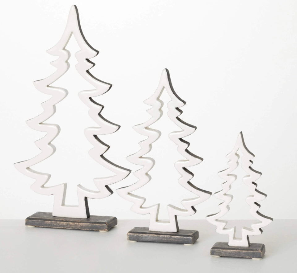 101 White Cutout Wood Tree Medium
