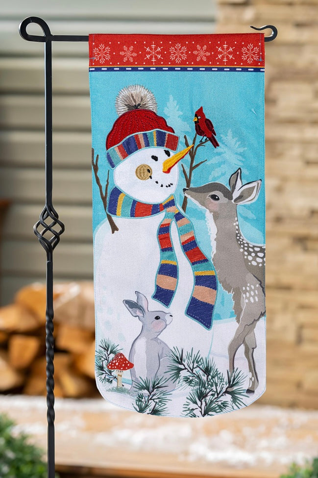 232 Woodland Snowman Garden Flag