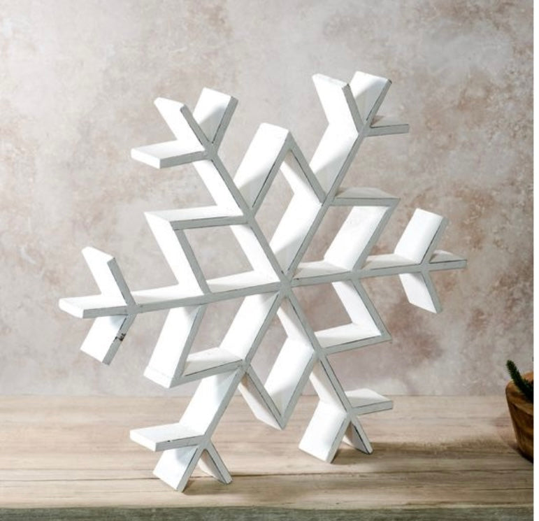 141 White Wash Wood Snowflake 16'