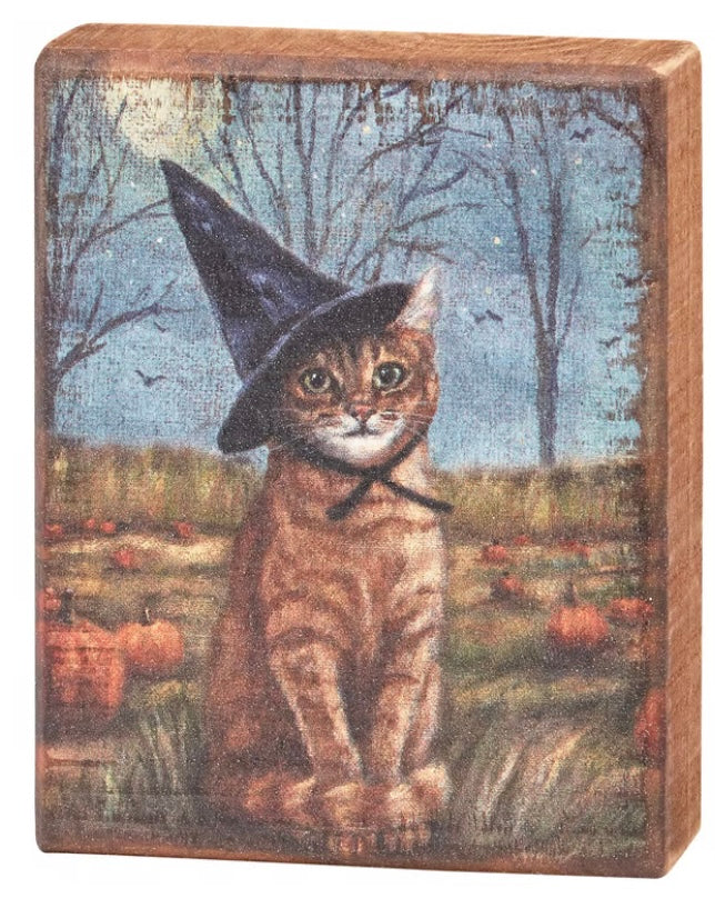 249 Cat as a Witch Block Sign
