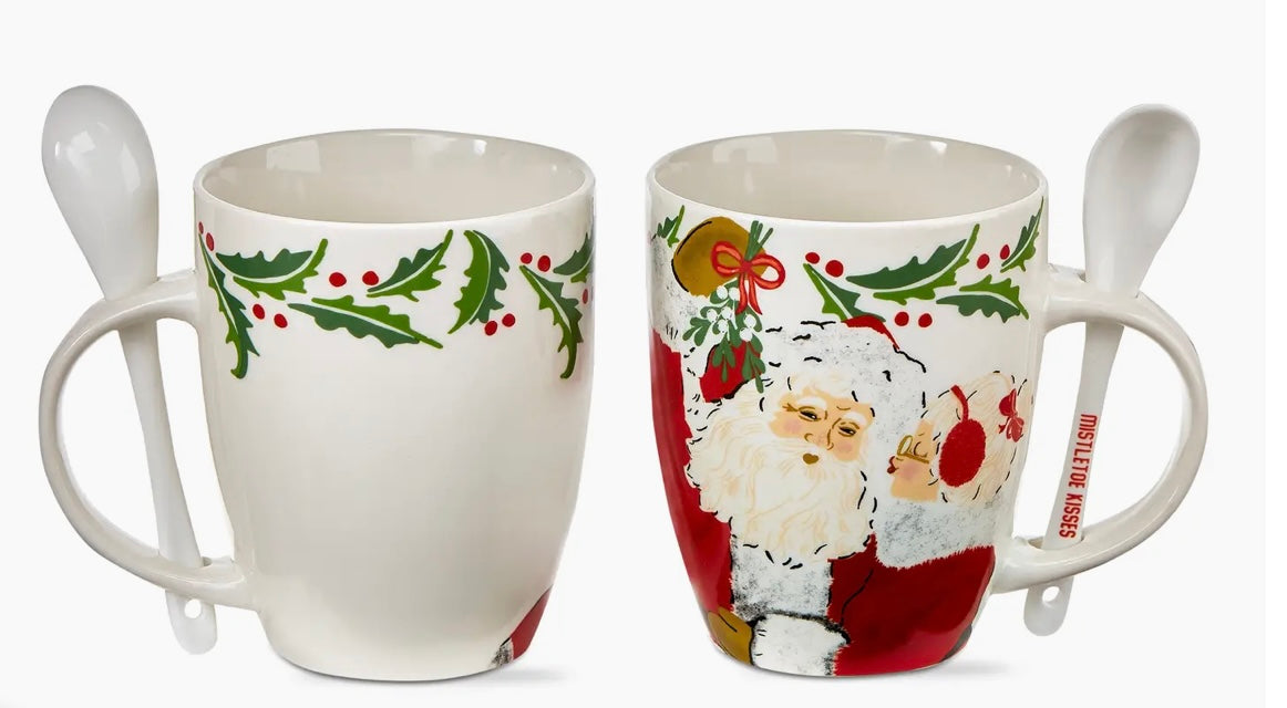 187 Mistletoe Vintage Santa Mug & Spoon