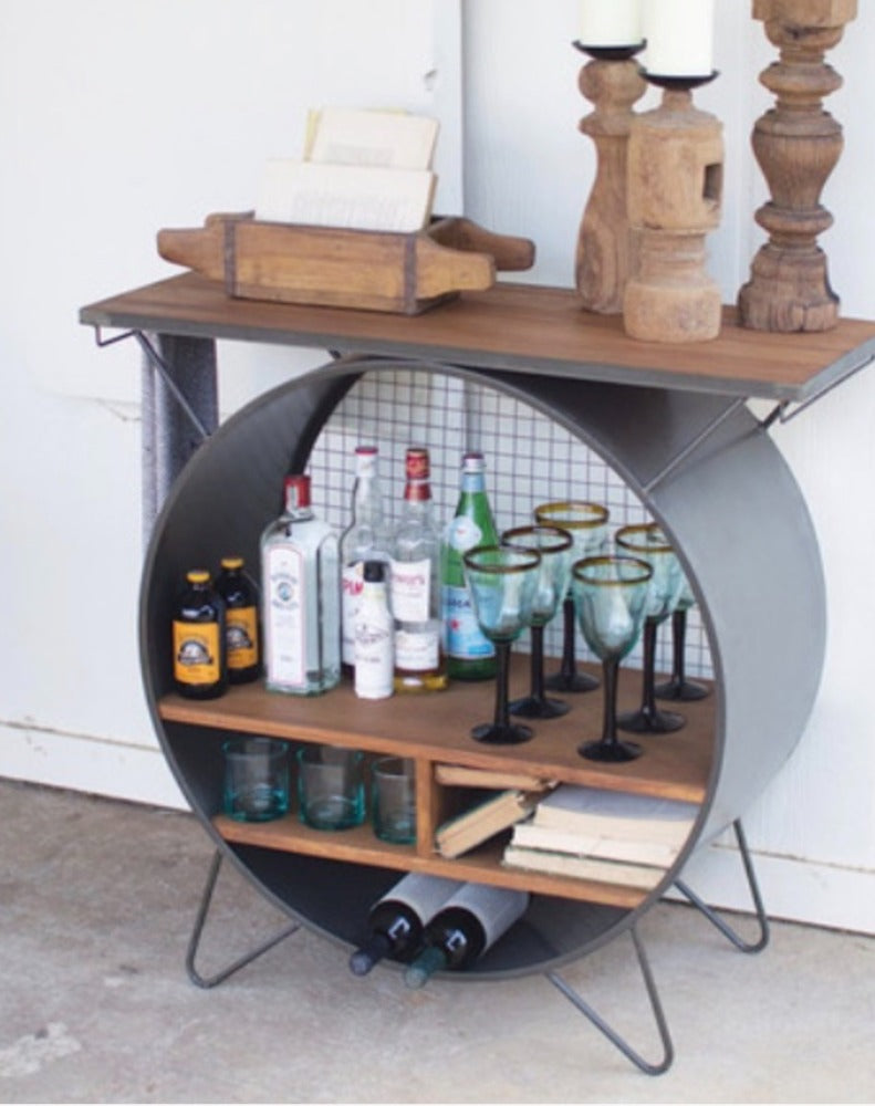 122. Round Metal Cubby Console