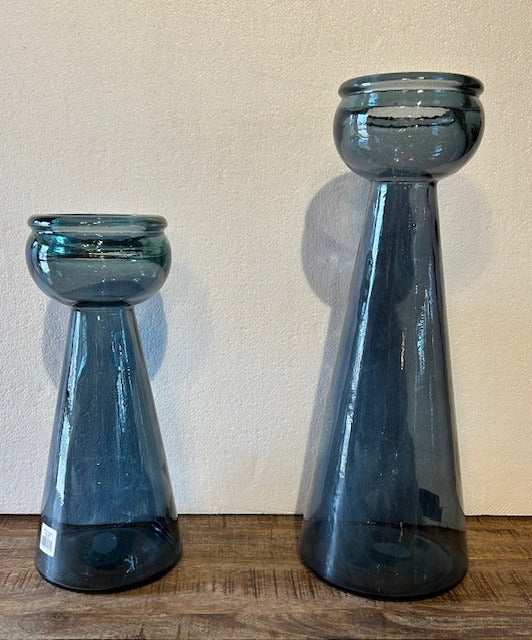 173. Recycled Blue Candleholder Med