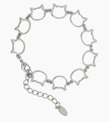160. Cat Head Silver Chain Link Bracelet