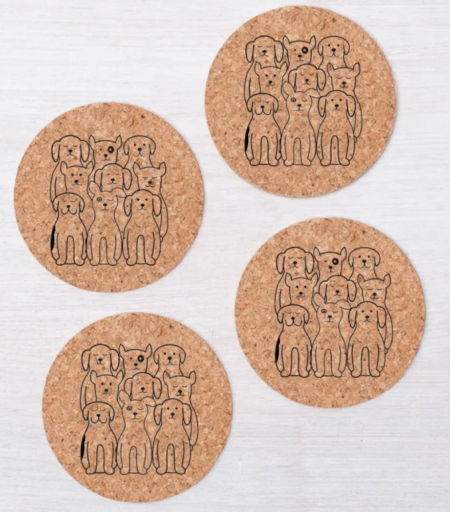 210. Dog Coasters S/4