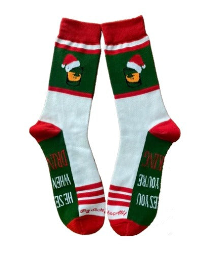 128. He Sees You When Drinking Mens Socks