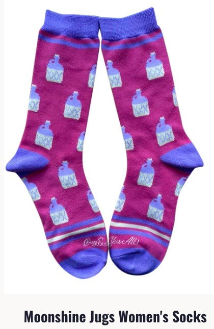 128. Moonshine Bottles on Socks Womens