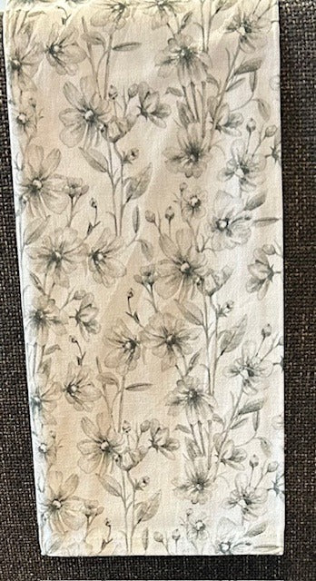 182 Spring Flowers Gray Tea Towel