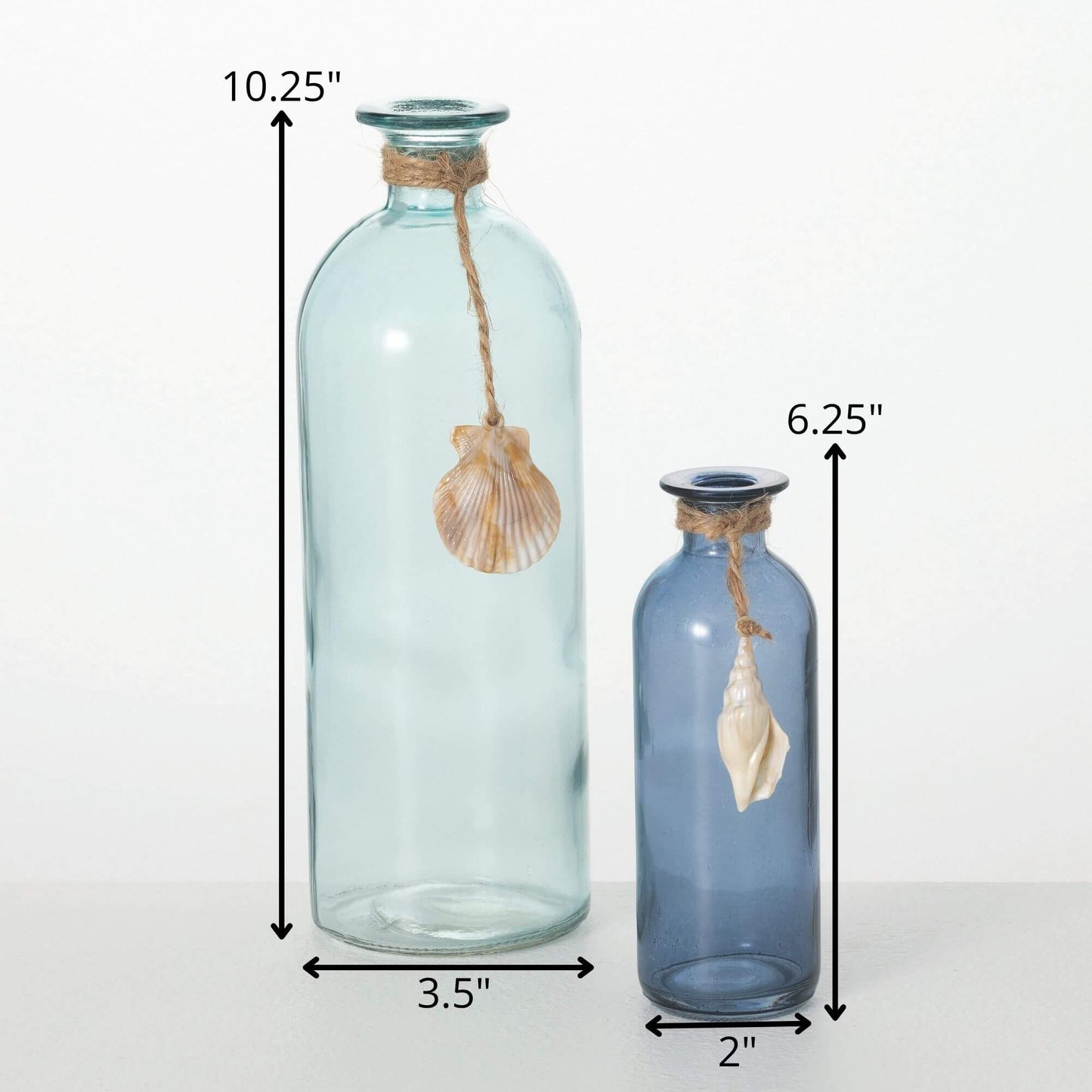 101 Sea Blue Vase with Seashell Tall