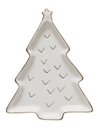 103 Stoneware Tree shaped dish White