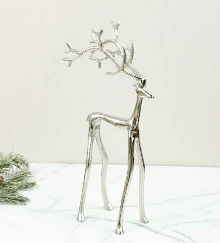 141  Silver Metal Reindeer 17"