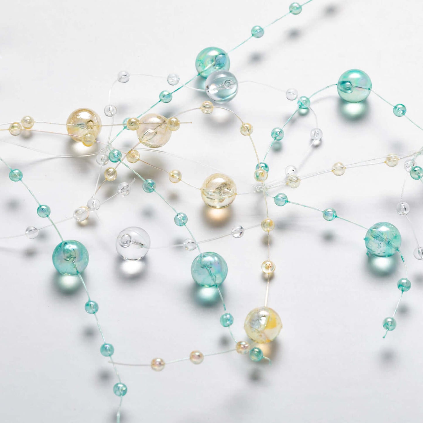 101. Aqua & Tan Pearl Bead Garland