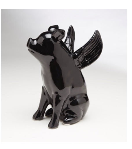 113.  Flying Pig Sitting Black