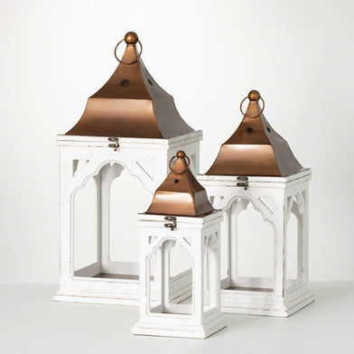 101. Bronze Topped Wood Lantern Lg