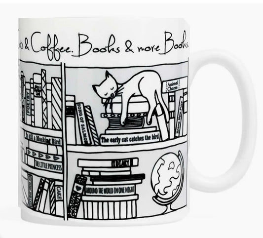 125. Cats, Coffee & Books Mug