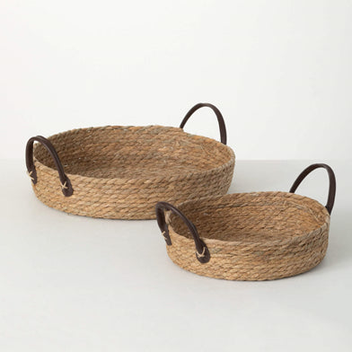 101. Handled Woven Wicker Tray Small