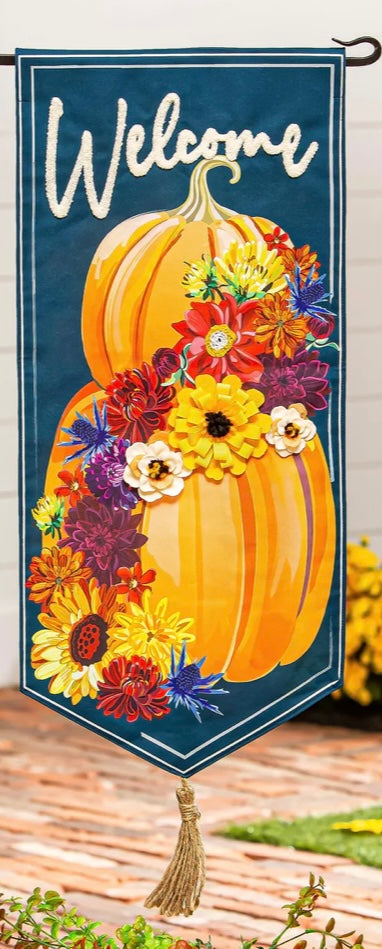23  Floral Wrapped Pumpkin Garden Flag