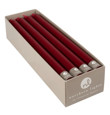 162  Crimson 12" taper candle