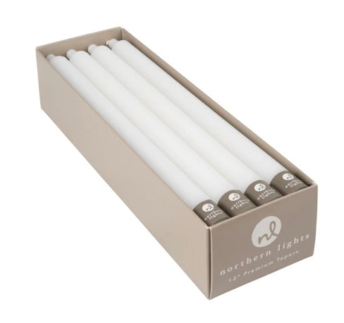 162  Pure White 12" taper candle