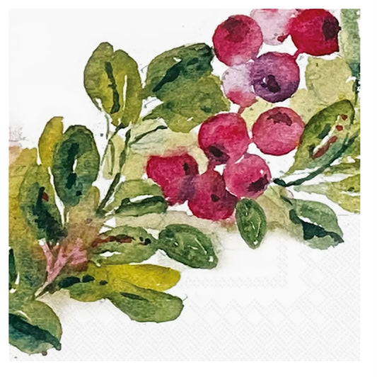 182  Cranberry Wreath Cocktail Napkins