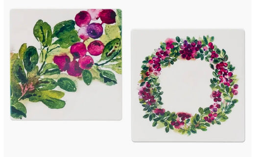 182  Cranberry Wreath Coasters