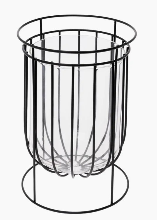 182  Black wire urn
