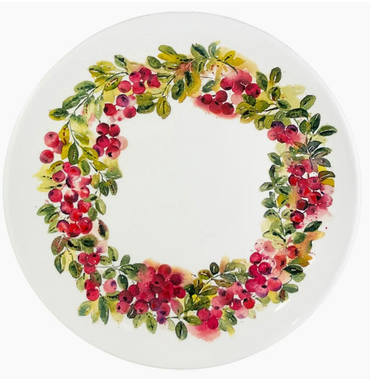 182  Cranberry Wreath Round Platter