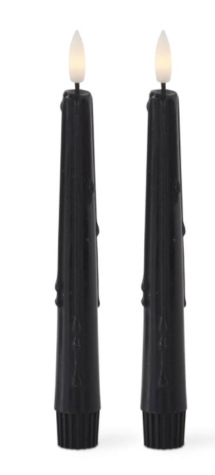 225  Black 8" LED Drip Taper Candles with timer Set/2
