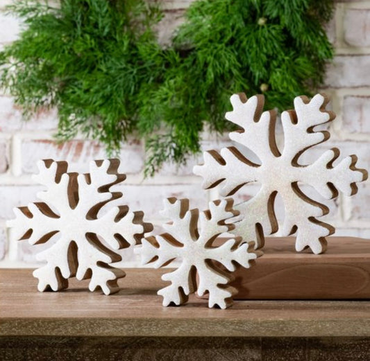 141  Sparkle Snowflakes S/3