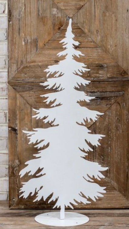 141  White Tin Glitter Tree 35"