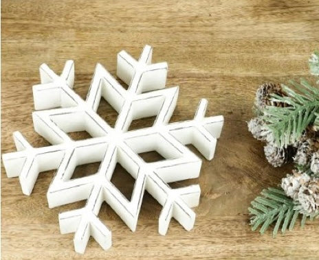 141  White Wash Snowflake 8"