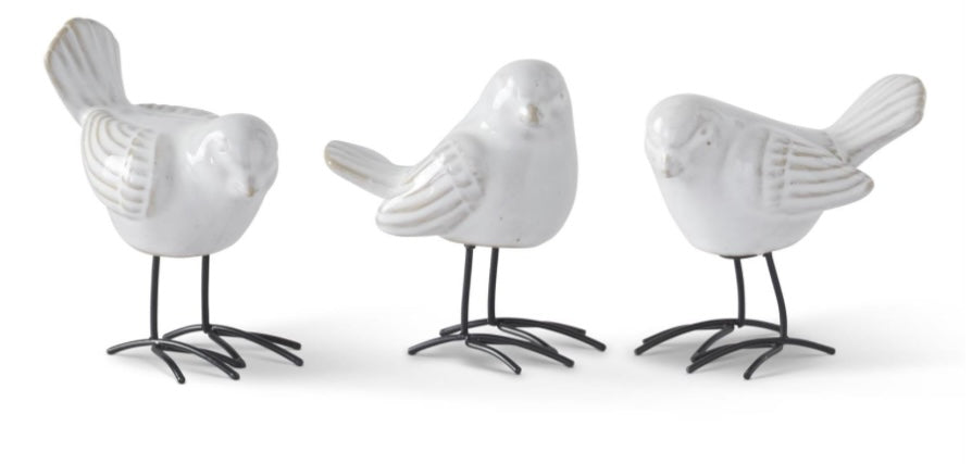 225  White Ceramic Birds
