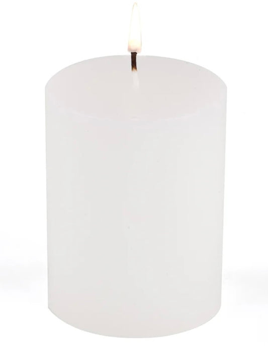 143  Bright White Pillar Candles 3 x 4