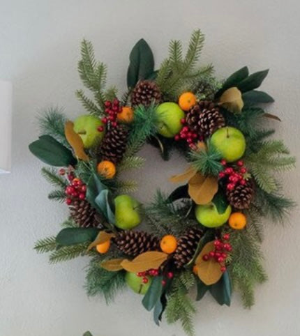 104  Mixed Fruit and Pine Wreath