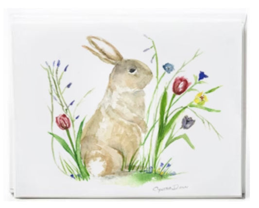 159  Bunny Flowers Flowers Note Card