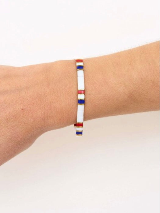 261  Bracelet - White Glass