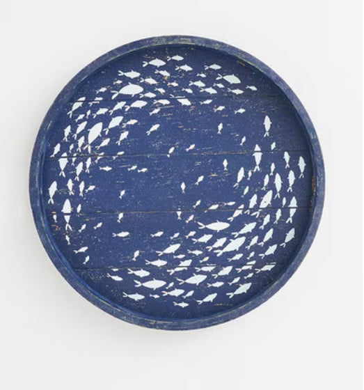 261  Wood Tray School of Fish