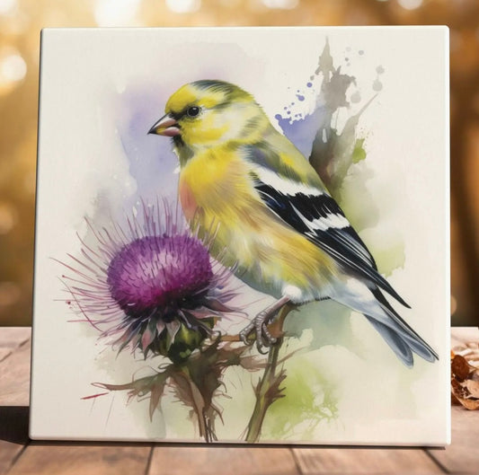 131  Nature's Harmony Goldfinch & Thistle Art Tile