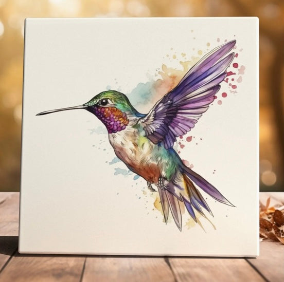 131  Watercolor Whimsy Purple Hummingbird