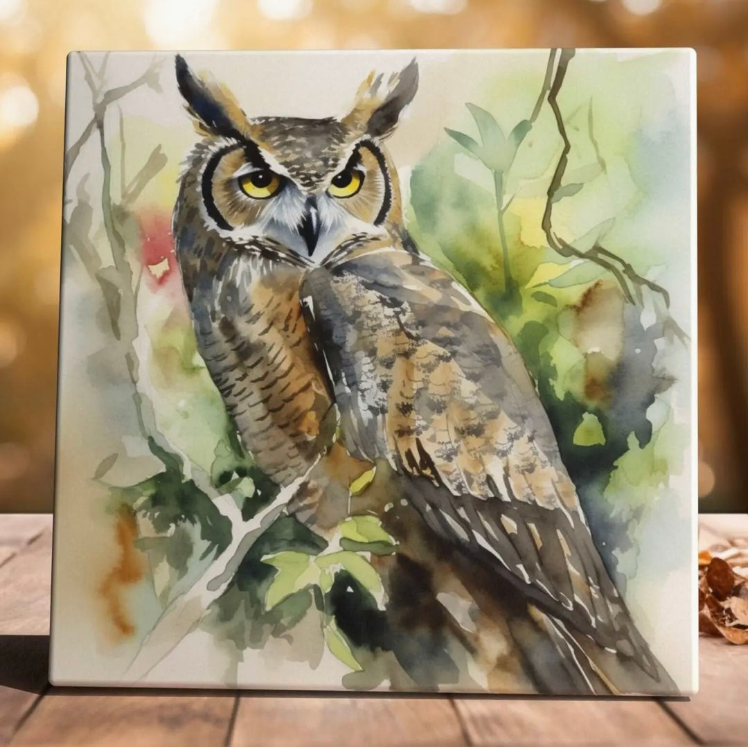 131  Guardian of the Grove Owl Art Tile