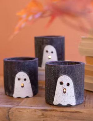 122  Clay Halloween Ghost Luminary