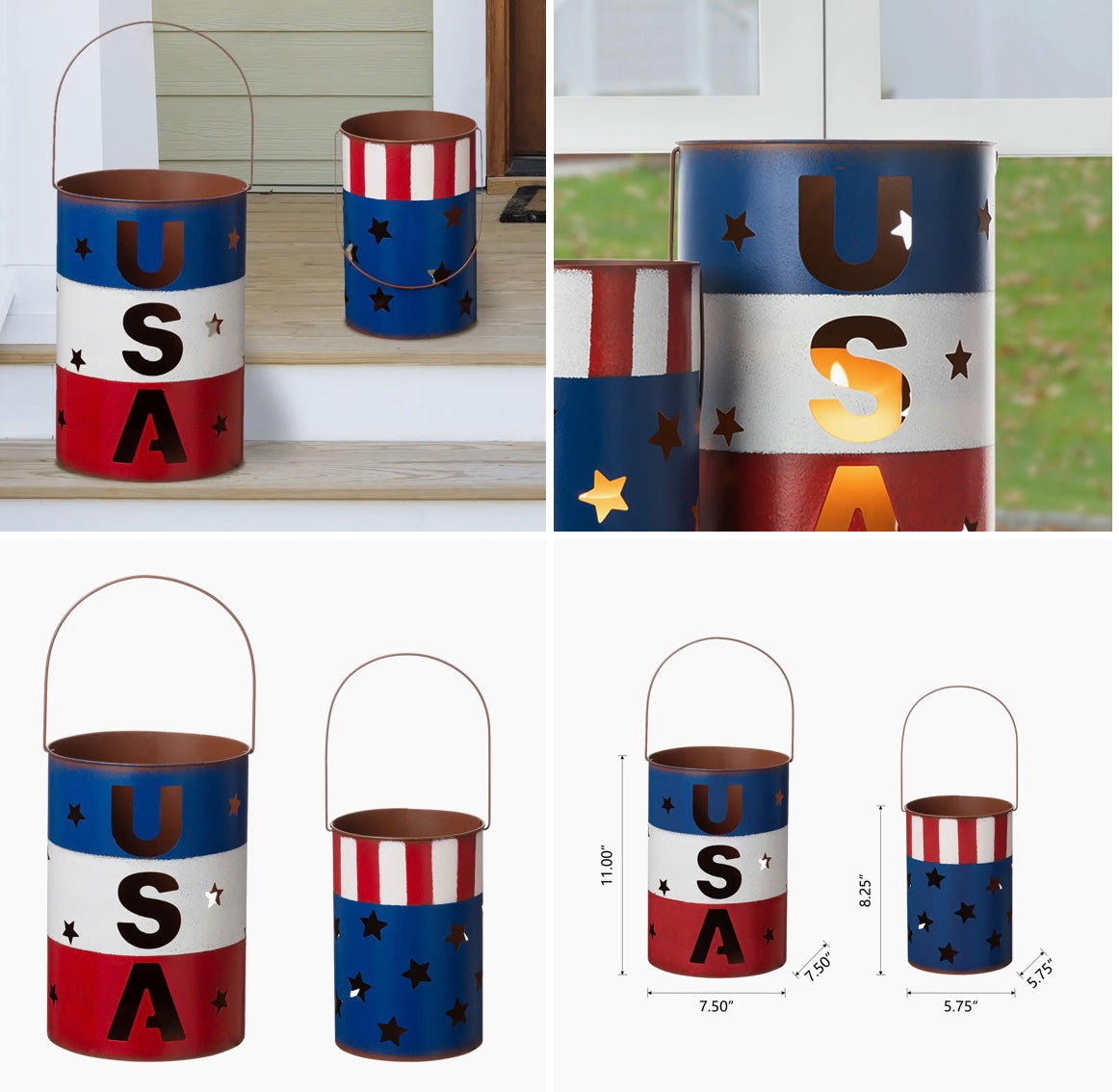 155 Patriotic Metal Bucket Large