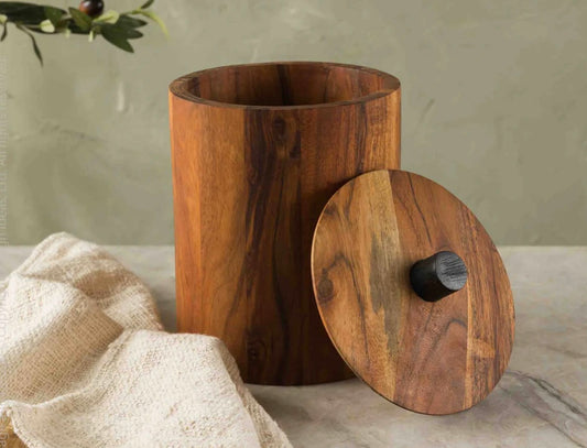 143  Acacia Wood Canister
