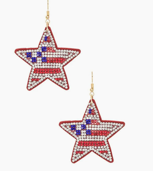 204  Star Flag Rhinestone Earrings