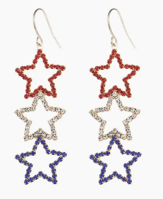 253  RWB Star Earrings
