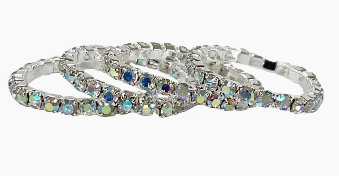 253  Ring Silver Aurora Borealis Stretch Ring