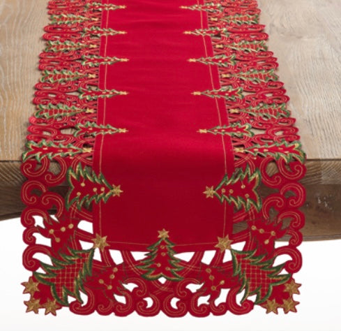 174  Christmas Tree Runner Red 16 x 54