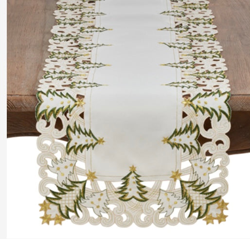174  Christmas Tree Runner White 16 x 54