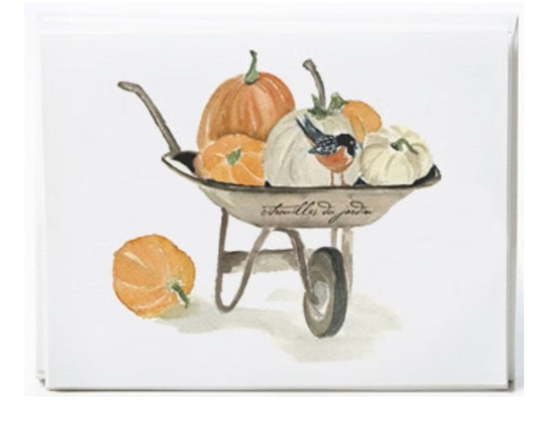 159  Wheelbarrow of Pumpkins Notecard